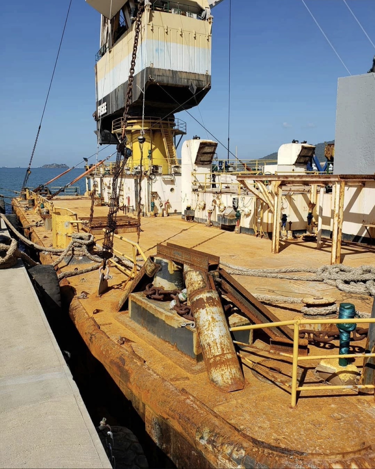 Barbara T deck and structure showing corrosion prior to surface preparation