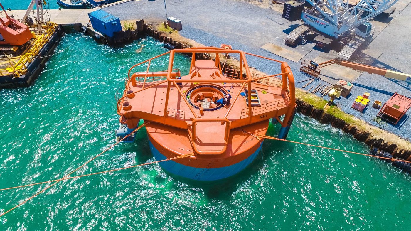 Offshore asset serviced at anchorage
